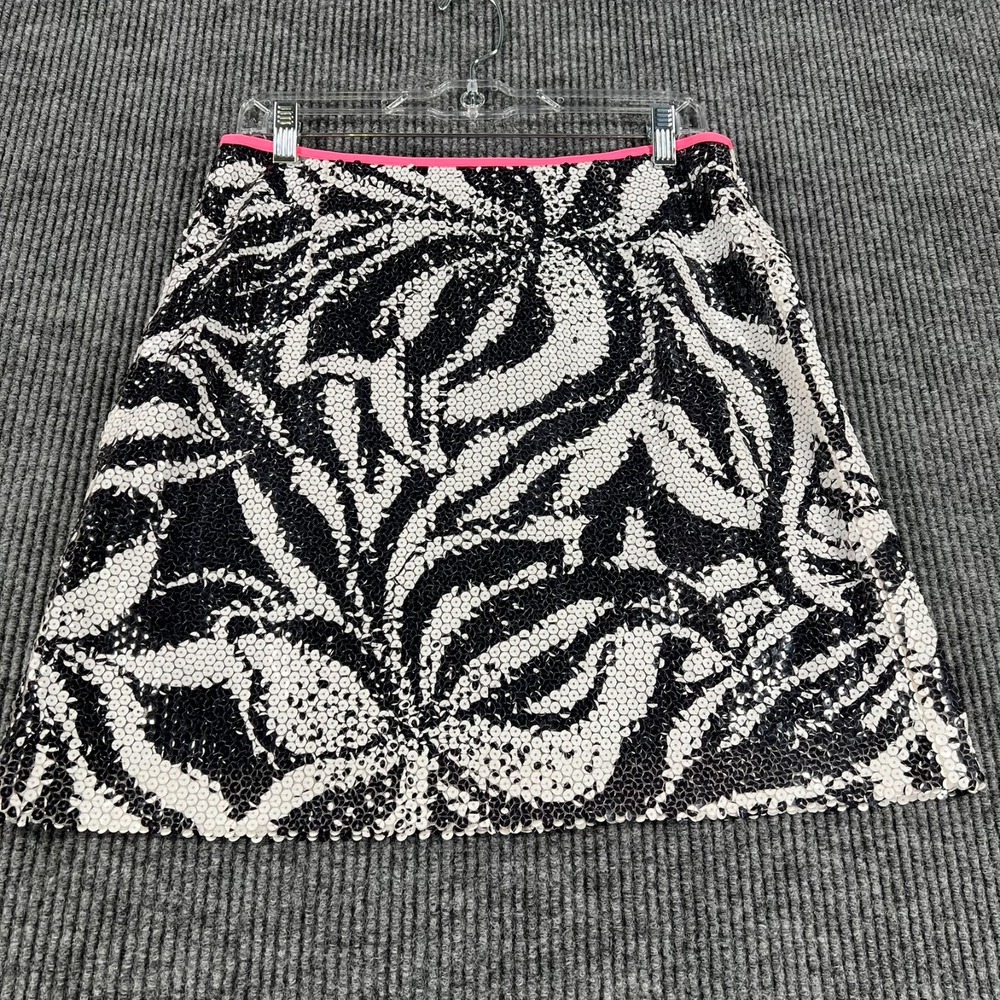 Lilly Pulitzer Skirt Womens Size 10 Black White Floral Sequence Casual Comfort